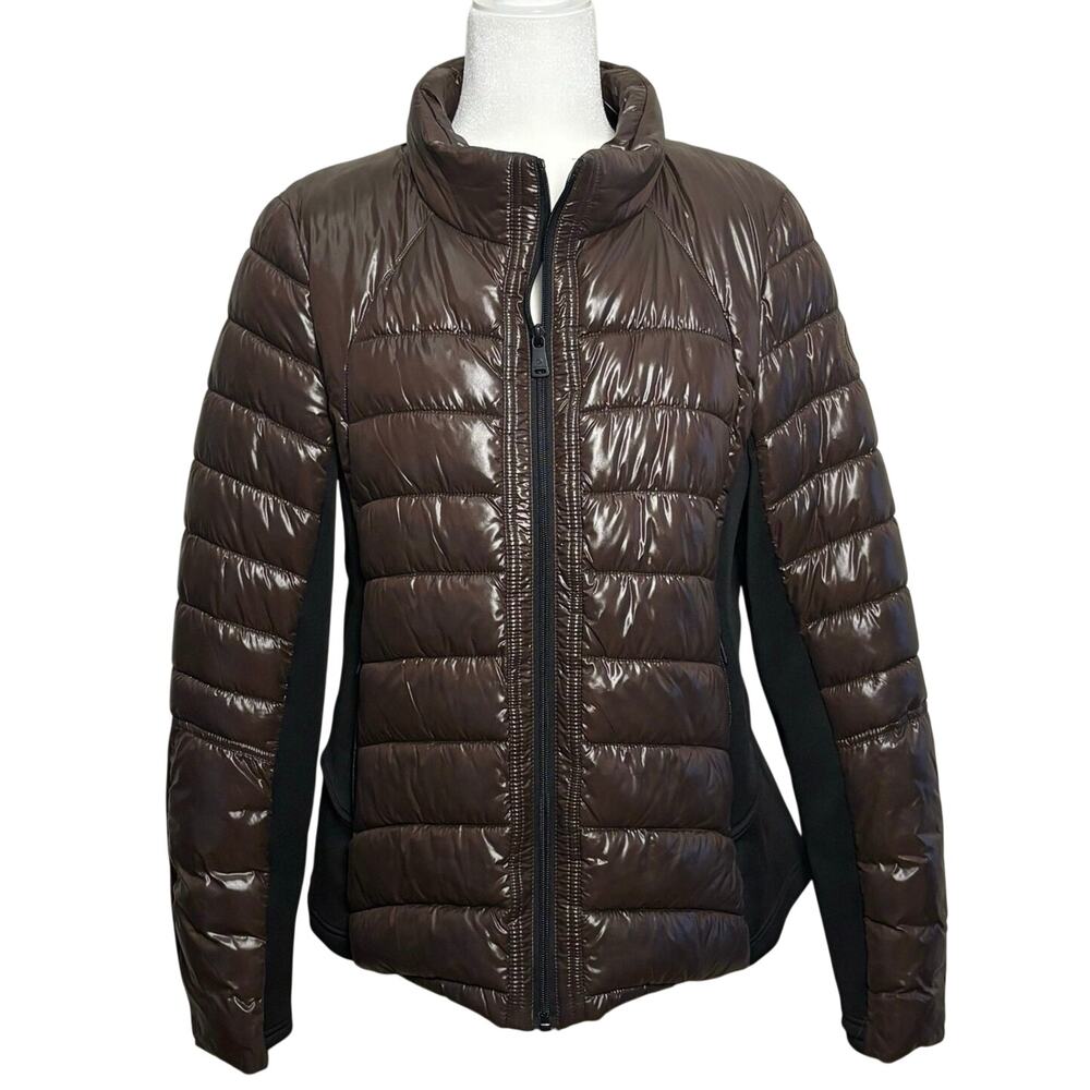 Bernardo Packable Hooded Puffer Jacket Women’s L Brown Winter Coat Outerwear